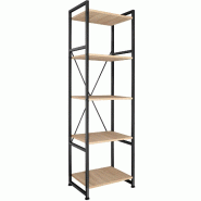 Helloshop26 - Grande étagère bibliothèque au look industriel/ vintage 5 niveaux 151,5 cm beige 08_0000277 - 3000956499788