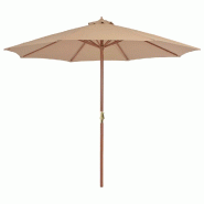 Helloshop26 - Parasol d'extérieur avec mât en bois 300 cm taupe 02_0008249 - Bambou 3000441082723