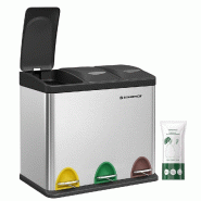Helloshop26 - Poubelle de cuisine résistante avec pédales et 3 compartiments 46,5 x 29,5 x 40,5 cm tri sélectif de recyclage en inox 12_0007236 - 3