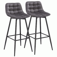 Helloshop26 - Tabouret de bar avec repose-pieds lot de 2 pièces gris foncé 19_0000433 - gris métal 3000242488984