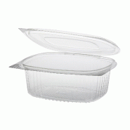 Papstar 50 Barquettes pour salades et traiteur avec couvercle à charnière, R-PET ovale 750 ml 6,2 cm x 14,4 cm x 17,5 cm transparent - transparent m Papstar 50 Barquettes pour salades et traiteur avec couvercle à charnière, R-PET ovale 750 ml 6,2 cm x 14,4 cm x 17,5 cm transparent - transparent m