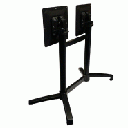 Piètement double pliant Calvi Ht72 en alu noir pour table ext. 110x70cm maxi