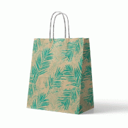Sac kraft "Printemps vegetal" poignées torsadées 24+12x32cm - par 50