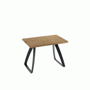 Stones Table de cuisine extensible Tommy 140/200x80cm en verre trempé transparent et structure en métal peint en blanc - Tommy - noir multi-matéria