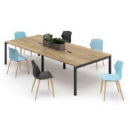 Table avec piètement métallique très robuste et plateau mélaminé double face - Cowork'