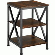 Tectake Table d’appoint NOTTINGHAM 40,5x40,5x60,5cm - Bois foncé industriel, rustique - 404263 - marron Bois manufacturé 404263