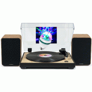Tourne Disque Pré-amplifié Thomson TT301 Finition BOIS/BLANC - 33/45 tours, Bras AUTO Enceintes Bois 100W, Ampoule DIAMS LED - 3666638037053