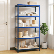 Vidaxl étagère de rangement à 5 niveaux bleu acier et bois ingénierie 152884