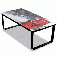 VidaXL Table basse avec impression de cabine téléphonique Dessus verre  Modèle Atlas Vintage - 241176XL