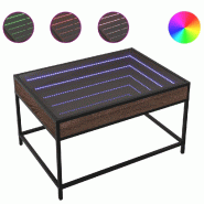 VidaXL Table basse avec LED infini chêne marron 70x50x41 cm Modèle Eclipse Prestige - 847686