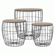 WellHome - Ensemble de 3 tables d’appoint en métal et MDF Ø42,5 Ø37 Ø31 cm - métal WH14362 WellHome - Ensemble de 3 tables d’appoint en métal et MDF Ø42,5 Ø37 Ø31 cm - métal WH14362