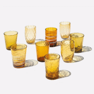 Zafferano Melting Pot X6 Verres Unicolores - Ambre, Verre Soufflé Main 32Cl, Artisanaux, Design Chaleureux, Pour Cocktails - orange 8056300190578