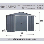 Abri de jardin métal avec pergola Madras - 9.12 m² - 355 x 257 x 237 cm -  Gris 102916 102918