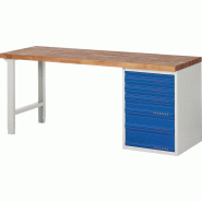 Établi série BK 650 l.2000xP700xH840 mm hêtre gris clair, RAL 7035 bleu gent.,RAL 5010 6 tiroirs PROMAT Établi série BK 650 l.2000xP700xH840 mm hêtre gris clair, RAL 7035 bleu gent.,RAL 5010 6 tiroirs PROMAT
