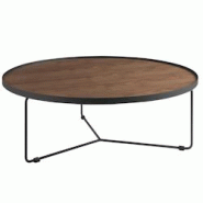AC ANGEL CERDA Angel Cerdá Table basse ronde en noyer et acier noir 2006C Ø100 x 35 - marron Bois manufacturé 8435631001829 AC ANGEL CERDA Angel Cerdá Table basse ronde en noyer et acier noir 2006C Ø100 x 35 - marron Bois manufacturé 8435631001829