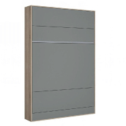 Armoire lit escamotable BERMUDES  structure chêne façade gris 140*200 cm