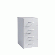 Caisson de bureau - 4 tiroirs - L35,4xP44,7xH68,8cm - Blanc - Bois_0