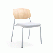 Chaise "HENS" - Assise fixe + Dossier bas, Patins, Sans