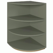 Comptoir angle arrondi 90 degrés  P60xH93,8cm - mélaminé vert sauge  2 tablettes