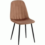 Décoshop26 - Chaise de salle à manger x1 design moderne coutures verticales velours marron et pieds en métal noir 10_0001986 - marron 3000250783323 Décoshop26 - Chaise de salle à manger x1 design moderne coutures verticales velours marron et pieds en métal noir 10_0001986 - marron 3000250783323