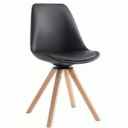Décoshop26 - Chaise de salle à manger x1 pivotante style moderne assise en PVC noir piètement en bois clair 10_0003325 - noir 3000251524123 Décoshop26 - Chaise de salle à manger x1 pivotante style moderne assise en PVC noir piètement en bois clair 10_0003325 - noir 3000251524123