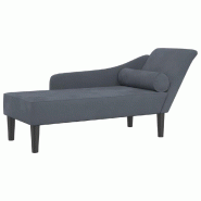 Décoshop26 - Méridienne chaise longue canapé pour intérieur avec coussins en velours gris foncé DEC026081 - gris 3000255610051