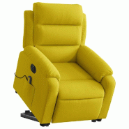 Fauteuil inclinable de massage électrique jaune velours Modèle Idylle - 8721012176201