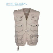 Gilet reporter uni en polyester/coton - CITY GUARD - 10 poches extérieures et fermeture zippée_0