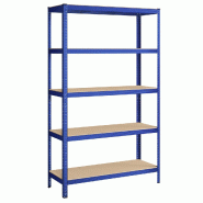 Helloshop26 - Étagère charge lourde à 5 niveaux meuble de rangement  60 x 120 x 200 cm en acier montage sans outil étagère de garage 12_0005575 -