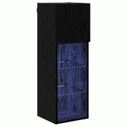 Helloshop26 - Meuble TV mural moderne avec étagères et éclairage LED 30,5 x 30 x 90 cm en bois d'ingénierie chêne noir 02_0052814 - noir Bois mas