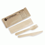 Kit 3/1 couverts fourchette + couteau + serviette 21cm - par 100