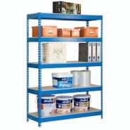 PROREGAL Étagère pour charges lourdes WOOD YETI LIGHT FIVE | HxLxP 200x100x60cm | Charge du compartiment 300kg | Bleu - bleu métal PR_RS31-05 PROREGAL Étagère pour charges lourdes WOOD YETI LIGHT FIVE | HxLxP 200x100x60cm | Charge du compartiment 300kg | Bleu - bleu métal PR_RS31-05