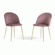 RATTATAN Lot de 2 chaises en velours avec pieds en métal, design élégant pour cuisine, salle à manger, bar ou restaurant – Sara – Rose blush/O RATTATAN Lot de 2 chaises en velours avec pieds en métal, design élégant pour cuisine, salle à manger, bar ou restaurant – Sara – Rose blush/O