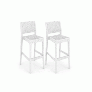 SIESTA EXCLUSIVE Lot de 2 tabourets Jamaica Bar Rotin Blanc - blanc plastique polypropylène SP-SI-866WH-2