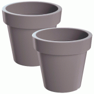 WellHome - Lot de 2 pots 6,7 L LOFLY Ø24,5 cm chacun, coloris gris - gris plastique PK4242