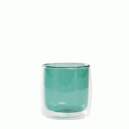 Zafferano No Bilia Lot De 4 Verres Tumbler À Double Paroi Transparent Et Vert Lac, Design À Double Paroi En Verre Borosilicaté Soufflé À La Main,