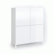 AQA Design Buffet haut ALVEA en mélamine blanc brillant/marbre calacatta L.90 P.35 H.110 MP07051 - multicolore Bois manufacturé MP07051