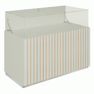 Comptoir vitrine fond bois Vertigo T03 MDF naturel et blanc 120x60x93cm