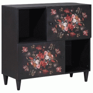 Helloshop26 - Armoire de rangement moderne rectangulaire 80 x 33,5 x 75 cm avec poignées en laiton style floral en bois multicolore 02_0057867 - Bois