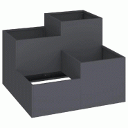 Helloshop26 - Cache-pot de jardin rectangulaire moderne 80 x 80 x 60 cm ambiance sophistiquée en acier anthracite 02_0052069 - métal 3000237231410