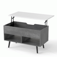 Helloshop26 - Table basse relevable 80 x 40 x 58 cm avec rangement caché design moderne pour salon en bois d'ingénierie gris 20_0013799 - 3000227937