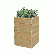 HORTALIA Jardinière en bois avec réserve d’eau Nidum Basic 40 x 40 x 60 cm – Intérieur et extérieur - marron Bois massif N446