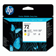 HP 72 tête d'impression DesignJet noir mat et jaune