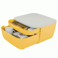 LEITZ Bloc de classement Cosy 2 tiroirs, en polystyrène choc, coloris jaune/gris clair - jaune plastique 53570019