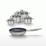Lot Poêle céramique 28cm & 4 Faitouts 12/14/16/24cm Elo Profi Therm Platinum - gris inox 3176239989335