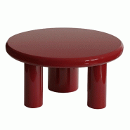 Oviala Business Table basse ronde 100 cm en MDF effet laqué rouge - rouge 114309