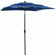 Parasol de jardin à 3 niveaux avec mât en aluminium bleu azuré Modèle Riviera - 313851