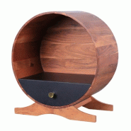Présentoir tonneau sur pied Barrel craft en bois massif et métal mat 50x30x55cm