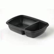 Sabert Récipient à 2 divisions, polypropylène, 23 x 17 cm, 300 ml & 600 ml, noir, 4 x 75 (300 pièces) - noir plastique polypropylène 70981_0