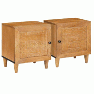 VidaXL Cabinet de chevet 2 pcs Marron Clair 40 x 33 x 46 cm - Modèle Silhouette - 4018077